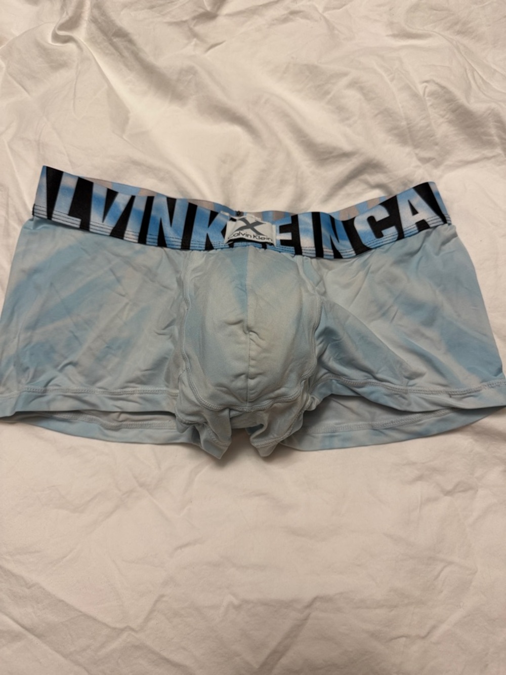 Calvin Klein Light Blue Trunks with Branded Navy Waistband